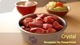  Presentation with dog food - Colorful slide set enhanced with healthy dog food on wooden backdrop and a tawny brown colored foreground