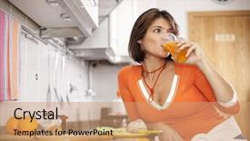  Presentation with juice nature detox cleanse - PPT layouts featuring healthy drink - beautiful woman drinking her orange background and a coral colored foreground