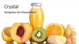  Presentation with fruit juice bottle - Slides featuring healthy drink - delicious multifruit juice background and a white colored foreground