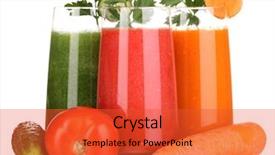  Presentation with juices - Beautiful PPT theme featuring healthy drink - fresh vegetable juices isolated backdrop and a  colored foreground