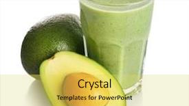  Presentation with fruit cocktail - Cool new PPT theme with healthy drink - glass of fresh avocado cocktail backdrop and a yellow colored foreground