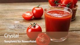  Presentation with tomato juice - Presentation theme having healthy drink - glass of fresh tomato juice background and a coral colored foreground