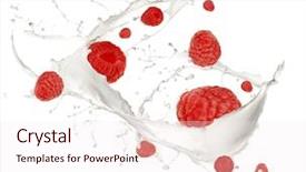  Presentation with splash - Slide set enhanced with healthy drink - raspberries in cream splash isolated background and a sky blue colored foreground