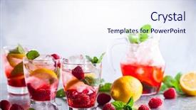  Presentation with healthy drink - Slides featuring healthy drink - raspberry lemonade in glasses background and a sky blue colored foreground