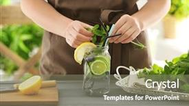  Presentation with mason jar - Beautiful theme featuring healthy drink - woman preparing infused water backdrop and a gray colored foreground