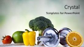  Presentation with fitness - Theme enhanced with healthy eating - vegetable fitness background and a light gray colored foreground