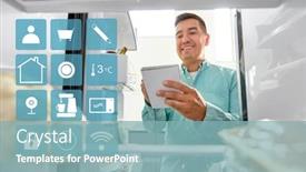  Presentation with fridge - PPT theme with healthy-eating-and-diet-concept background and a light blue colored foreground