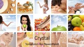  Presentation with children and healthy eating - Theme having beautiful collage about healthy eating background and a coral colored foreground