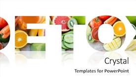 Presentation with detox - Presentation theme enhanced with healthy eating and vegetarian diet concept - word detox with juice fruits and vegetables background and a white colored foreground