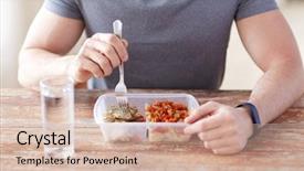  Presentation with healthy eating food photography - PPT theme consisting of healthy eating balanced diet food background and a soft green colored foreground