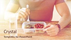  Presentation with healthy people - Slides having healthy eating balanced diet food background and a lemonade colored foreground