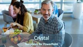  Presentation with canteen - PPT theme enhanced with canteen - smiling man having meal background and a ocean colored foreground