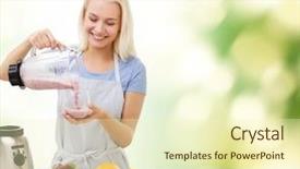  Presentation with healthy drink - Presentation having healthy eating cooking vegetarian food background and a soft green colored foreground