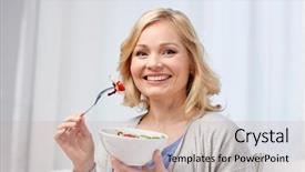  Presentation with young healthy people - Theme having healthy eating dieting and people background and a  colored foreground