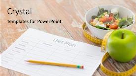  Presentation with green apple - PPT theme consisting of healthy eating dieting slimming background and a lemonade colored foreground