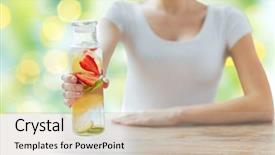  Presentation with fruit water - Colorful slide deck enhanced with healthy eating drinks diet detox backdrop and a mint green colored foreground
