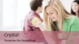  Presentation with school apple - Audience pleasing presentation theme consisting of healthy eating and education concept backdrop and a coral colored foreground