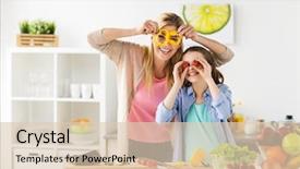  Presentation with family healthy eating - Slide deck featuring healthy eating family and people background and a lemonade colored foreground