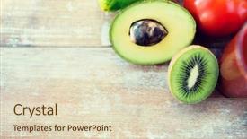  Presentation with healthy juice - PPT layouts featuring healthy eating food and diet concept - close up of fresh juice glass and fruits on table background and a soft green colored foreground