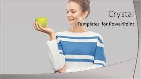  Presentation with healthy people - PPT theme with healthy-eating-food-and-people background and a light gray colored foreground