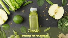  Presentation with green fresh food - PPT layouts having healthy-eating-food-and-vegetarian background and a tawny brown colored foreground