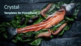  Presentation with healthy eating - Amazing presentation theme having healthy-eating-fresh-salmon-fish backdrop and a tawny brown colored foreground