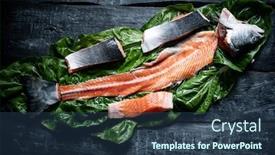  Presentation with healthy eating - Presentation design consisting of healthy-eating-fresh-salmon-fish background and a tawny brown colored foreground