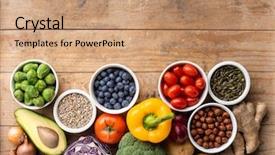  Presentation with fresh fruits vegetables - Slides featuring healthy eating ingredients fresh vegetables background and a coral colored foreground