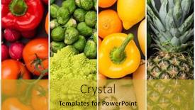  Presentation with vegan diet - PPT theme consisting of healthy-eating-ingredients-fresh-vegetables background and a gold colored foreground