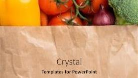  Presentation with vegan diet - Colorful PPT theme enhanced with healthy-eating-ingredients-fresh-vegetables backdrop and a coral colored foreground