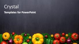  Presentation with fresh fruits vegetables - Cool new PPT layouts with healthy-eating-ingredients-fresh-vegetables backdrop and a dark gray colored foreground