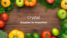  Presentation with fresh fruits vegetables - PPT theme having healthy-eating-ingredients-fresh-vegetables background and a tawny brown colored foreground
