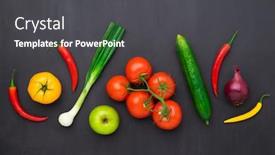  Presentation with fresh fruits vegetables - Audience pleasing slide set consisting of healthy-eating-ingredients-fresh-vegetables backdrop and a dark gray colored foreground