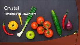  Presentation with fresh fruits vegetables - Theme enhanced with healthy-eating-ingredients-fresh-vegetables background and a dark gray colored foreground