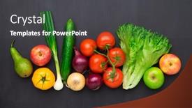  Presentation with fresh fruits vegetables - Theme with healthy-eating-ingredients-fresh-vegetables background and a dark gray colored foreground