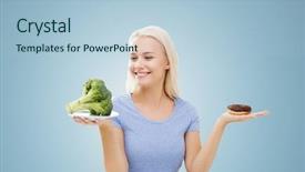  Presentation with blue food - Cool new slide set with healthy eating junk food diet backdrop and a light blue colored foreground