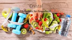  Presentation with tape - Presentation theme consisting of healthy-eating-mixed-salad-dumbbell background and a  colored foreground