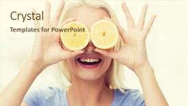  Presentation with healthy diet organic food - Presentation theme consisting of healthy eating organic food fruit background and a cream colored foreground