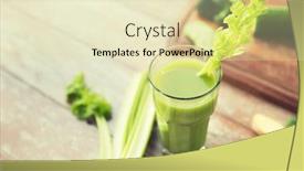  Presentation with healthy diet organic food - Slide deck with healthy eating organic food and diet concept - close up of fresh green juice with celery on wooden table background and a soft green colored foreground