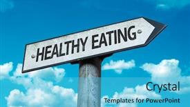  Presentation with healthy eating - Theme featuring healthy eating sign with sky background and a light blue colored foreground