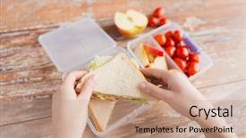  Presentation with plastic container - Amazing presentation design having healthy eating storage dieting backdrop and a coral colored foreground