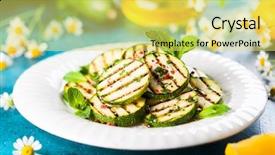  Presentation with healthy eating - Slides with healthy eating summer grilled zucchini background and a yellow colored foreground