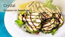  Presentation with healthy eating food photography - PPT layouts with healthy eating summer grilled zucchini background and a yellow colored foreground