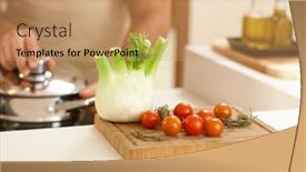  Presentation with healthy eating - Slides having healthy-eating-vegetables-in-focus background and a coral colored foreground