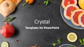  Presentation with slate - PPT theme enhanced with healthy eating vegetarian food diet and culinary concept - different vegetables and fruits on on slate table background and a dark gray colored foreground