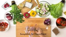  Presentation with pov - Presentation with healthy-eating-vegetarian-food background and a coral colored foreground