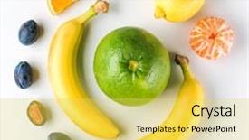  Presentation with healthy eating - Colorful PPT layouts enhanced with healthy eating with fresh fruit backdrop and a yellow colored foreground