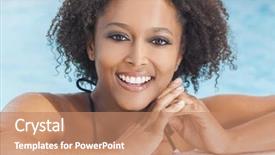  Presentation with pool side - Presentation having healthy eyes - beautiful sexy young african american background and a coral colored foreground