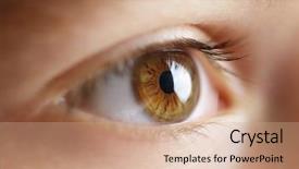  Presentation with child eye - Cool new presentation design with healthy eyes - eye of a child looking backdrop and a coral colored foreground