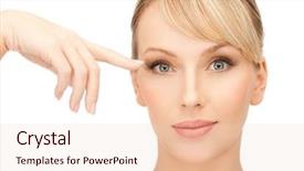  Presentation with indian woman bridal face - Beautiful slide set featuring healthy eyes - face of beautiful woman touching backdrop and a  colored foreground